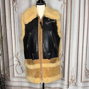 Coach Black and Tan Shearling Vest